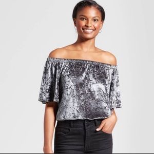 Knox Rose Crushed Velvet Off The Shoulder Top